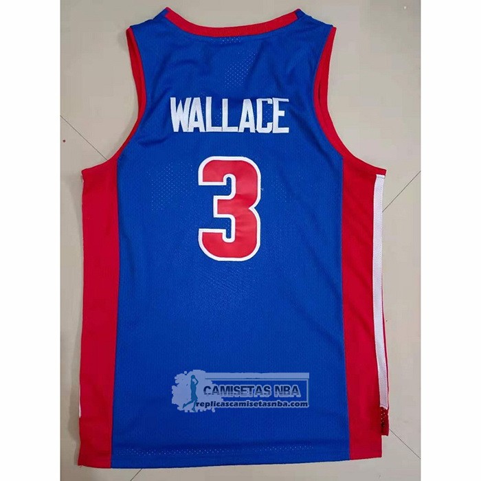 Camiseta Detroit Pistons Ben Wallace NO 3 Mitchell & Ness 2003-04 Azul